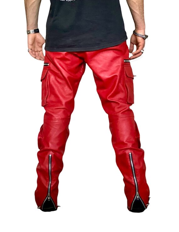 Red leather Cargo Pants