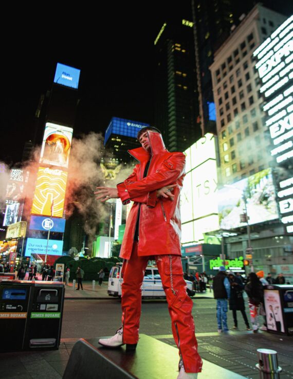 Red leather Cargo Pants