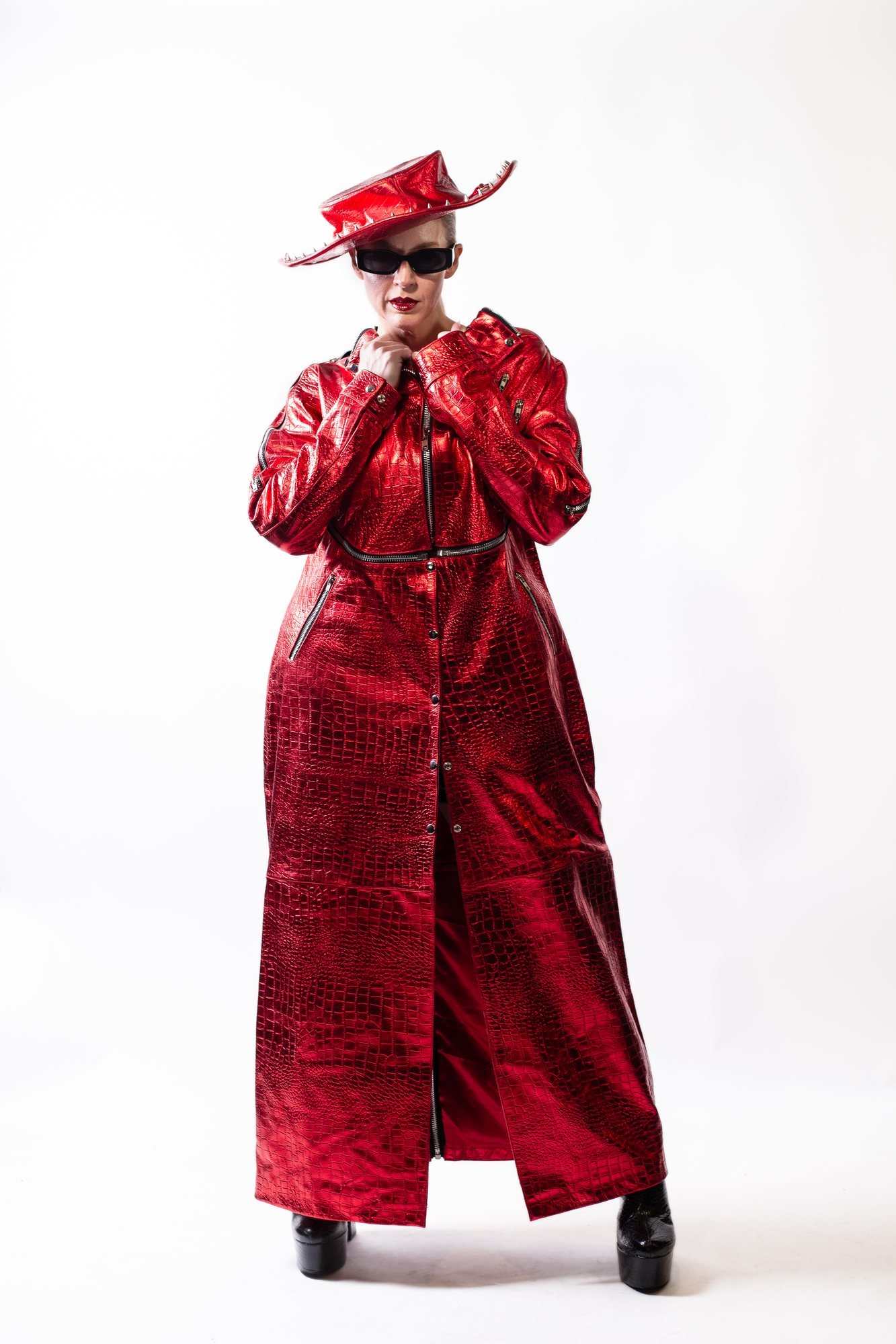 Crimson Croc Long Coat