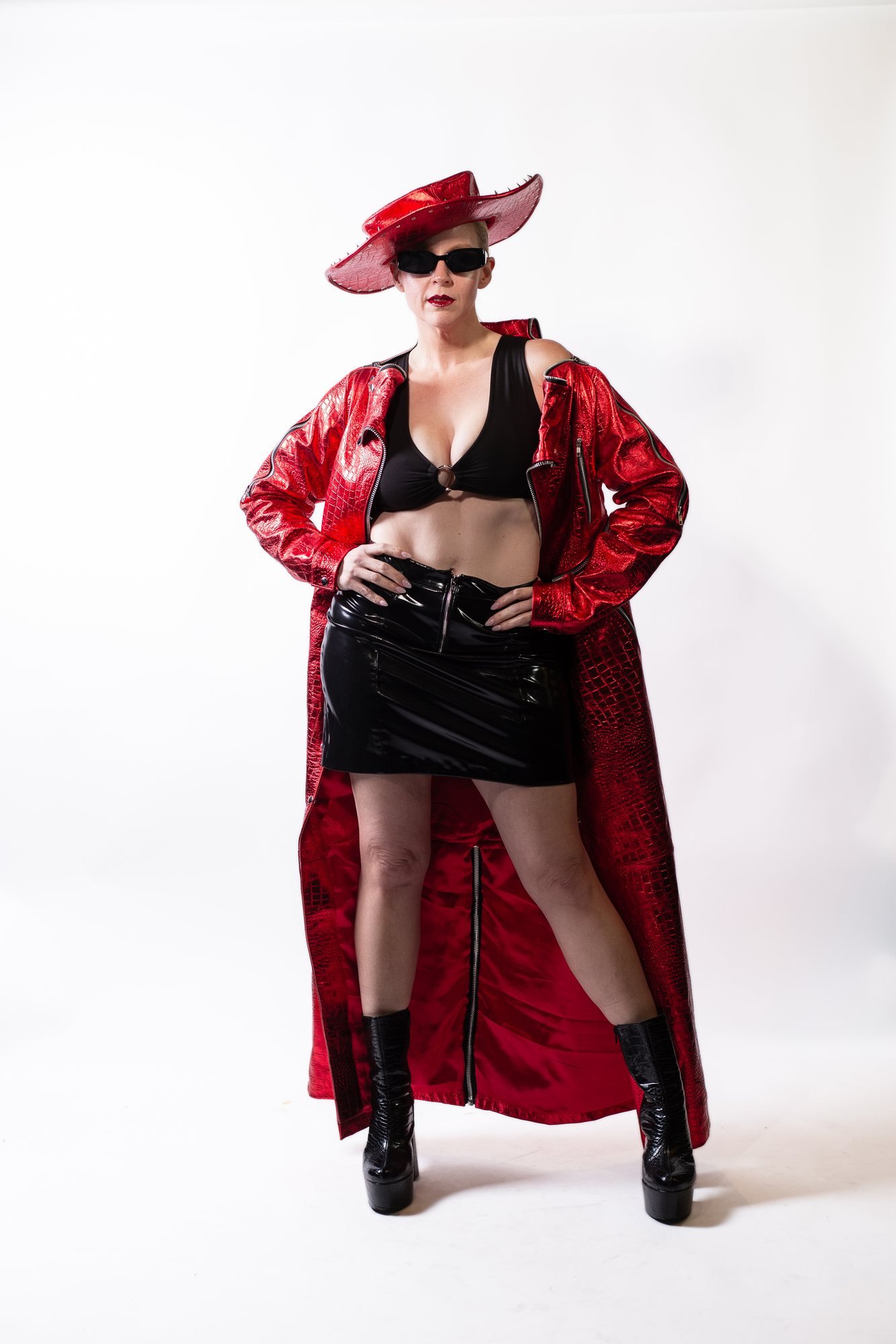 Crimson Croc Long Coat